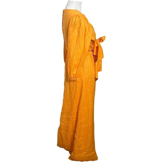 Faithfull La Mia Maxi Dress Tuscan Sun Orange Women’s Size 4 Cutout Tie Front - Picture 3 of 12